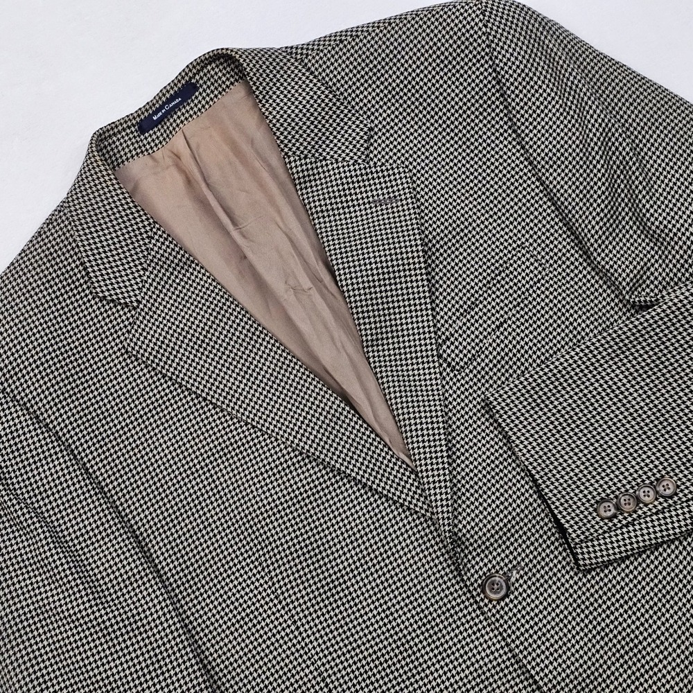 Ralph Lauren Blazer Mens 44L Brown Houndstooth Wool Sport Coat‎ Academic Classic